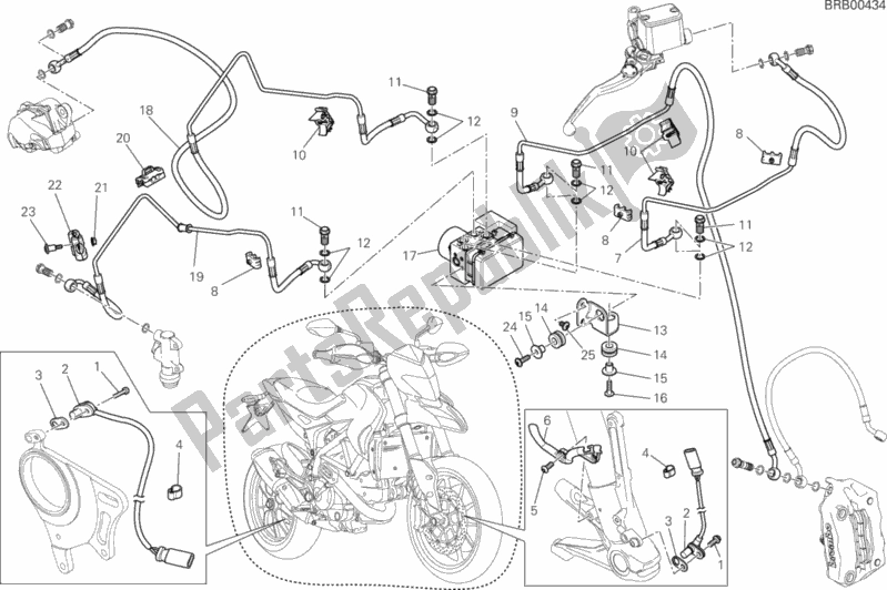 All parts for the Antilock Braking System (abs) of the Ducati Hypermotard Hyperstrada USA 821 2014